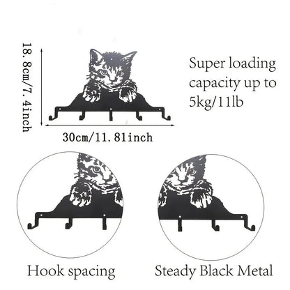 1pc Cute Little Cat Metal Wall Hanger - Perfect for Coats, Hats, Keys, and More