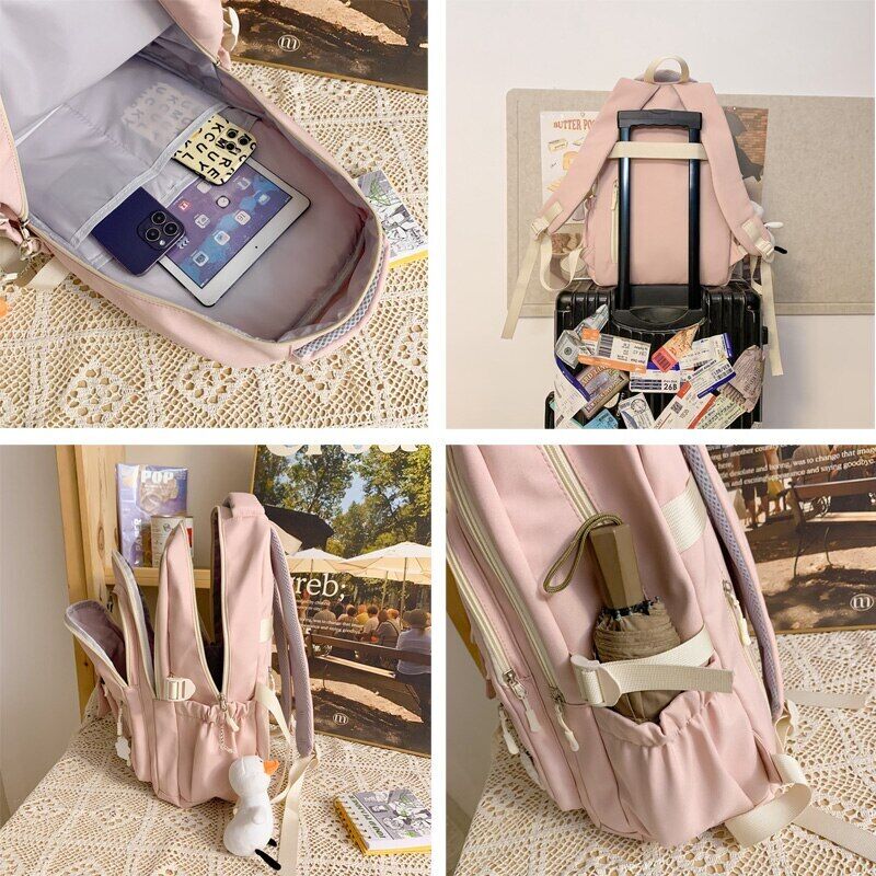 Women Nylon Laptop Men Travel School Bag Student Girl Boy Book Bag Backpack
