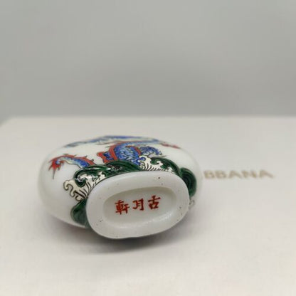 vintage chinese Glass snuff bottles dragon statue Painted snuffbox gifts figures