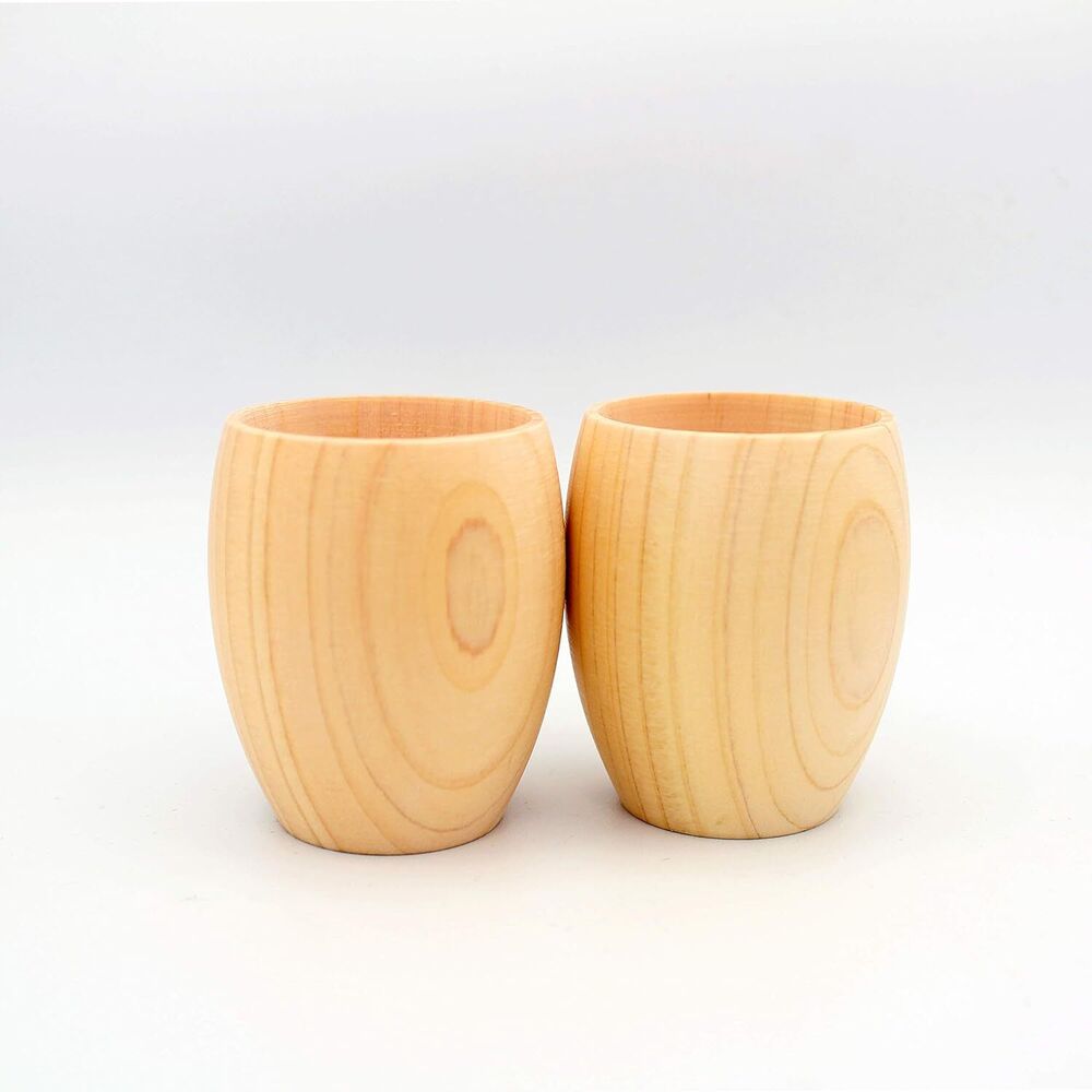 Japanese Traditional Wooden Sake Cups Handmade Home Decoration Gift Set of 2