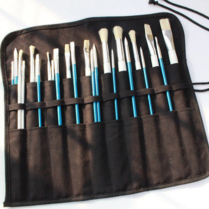 20 Pocket Art Paint Brush Case School Roll Up Pen Holder Canvas Pouch Bag