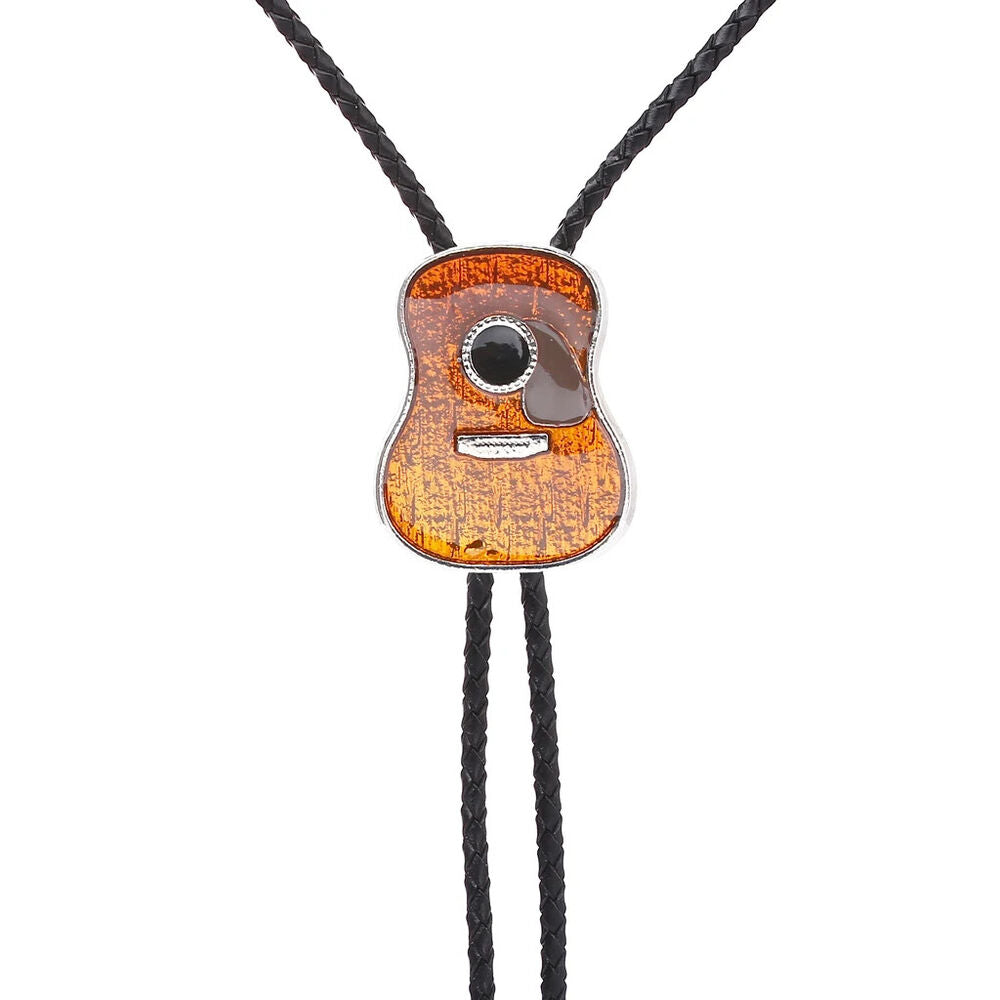 Men Bolo Tie Country Guitar Head Women American Western Cowboy Necktie 3.5x2.8cm
