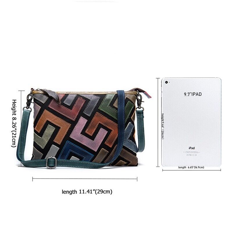 Real Leather Colorful (random) Patchwork Women's Sling Shoulder Bag Clutch Bag