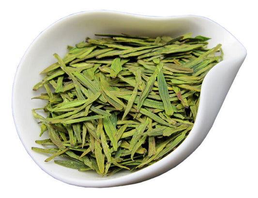 White Dragon Well Green Tea, Bai Cha Long Jing, Organic Anji Lung Ching tee