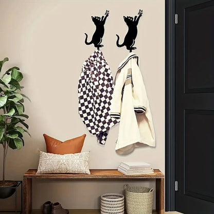 2pcs Cat Key Holder For Wall, Coat Rack Wall Mount, Hook Christmas Decorations
