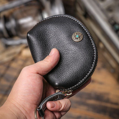 Genuine Leather Coin Purse Short Wallet Key Holder Small Money Pouch Zipper Bags