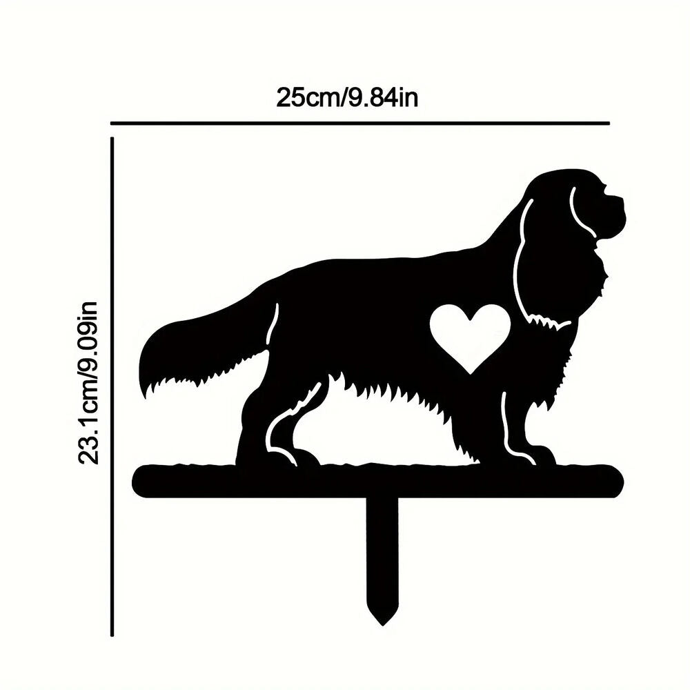Dog Garden Stake Iron Art Silhouette Metal Yard Sign Courtyard Art Garden