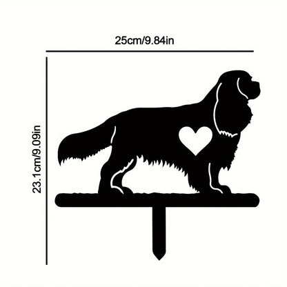 Dog Garden Stake Iron Art Silhouette Metal Yard Sign Courtyard Art Garden