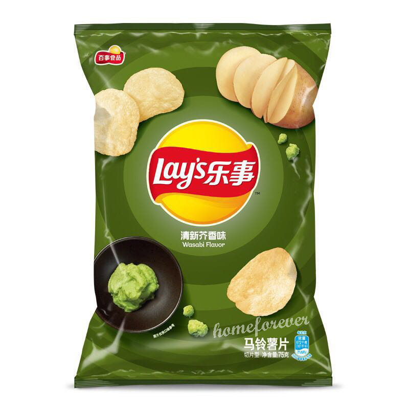 [Wasabi Flavor] Lay's Potato Chips Leshi Shupian Snack Food 70g 乐事薯片 清新芥香味