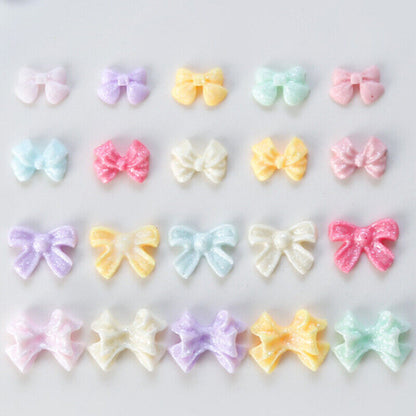 100Pcs/Bag Mini Bow 3D Cute Nail Art Decorations Shiny Bowknot Ornament
