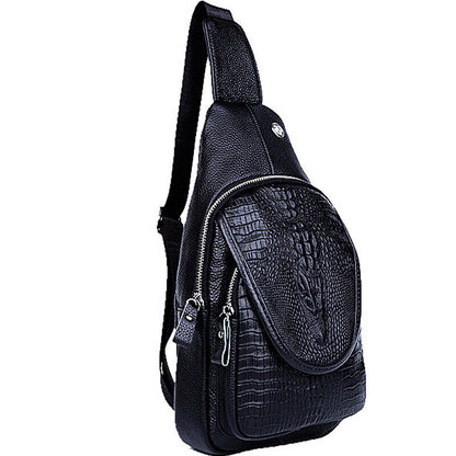 Sling Backpack 100% Genuine Leather Men's CrossBody Chest Bag Crocodile Daypack
