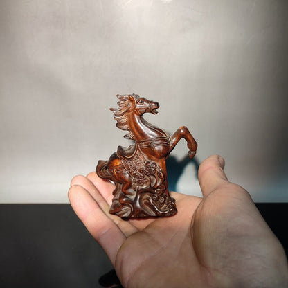 wood sculpture amusing funny horse figurine carving decoration statue mini gift