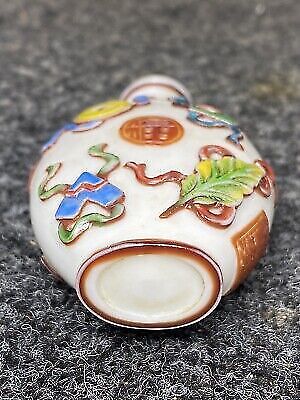 chinese snuff bottle painted glass overlay old civilization carving statue Glaze