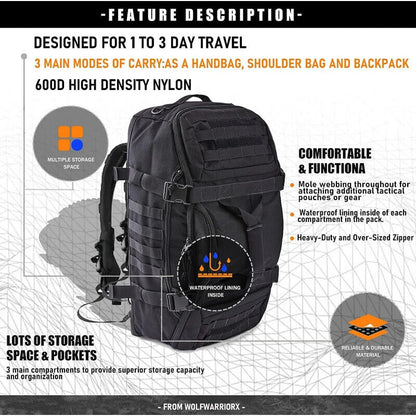 Travel Duffel Bag Tactical Backpack Strap Weekender Bag Men Women Gym Bags