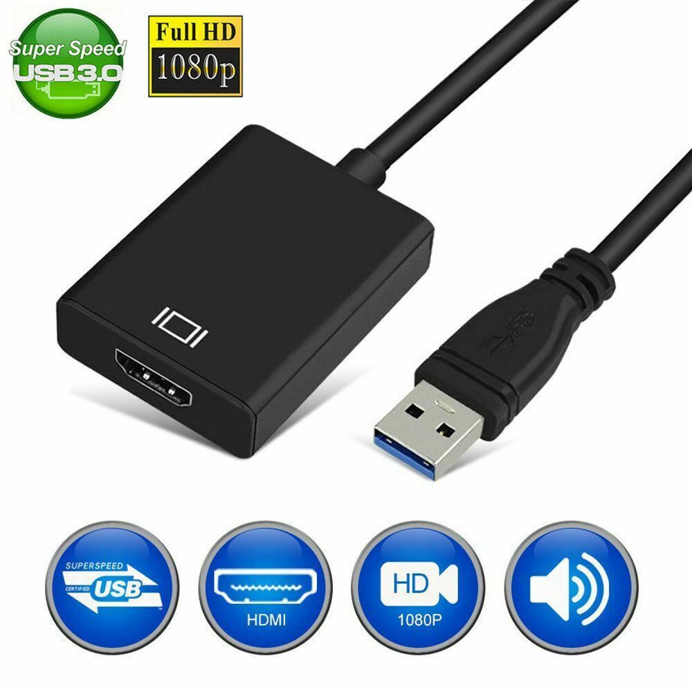 USB 3.0 To HDMI Converter female Audio Video Adaptor Cable For Windows 7/8/10 PC