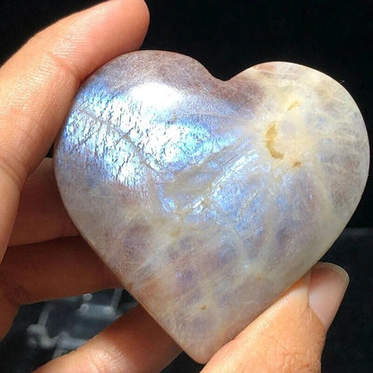 Healing Crystals Natural Moonstones Heart Hand-Polished Free Form Quartz 40-50mm
