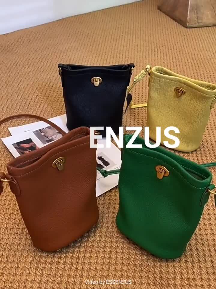 Fashion Mini Real Leather Bucket Bag-Crossbody,Clutch,Shoulder,Pouch & Phone Bag