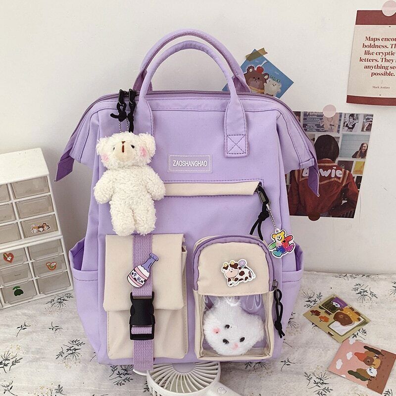 Purple Backpack Women Backpacks High School Bags Teenage Girl Travel Rucksack