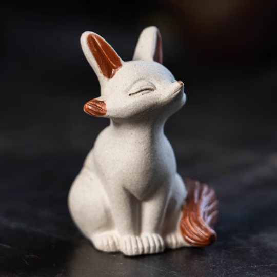 Zisha Clay Teapet White Nine-tailed Fox Tea Animal Tea Accessories