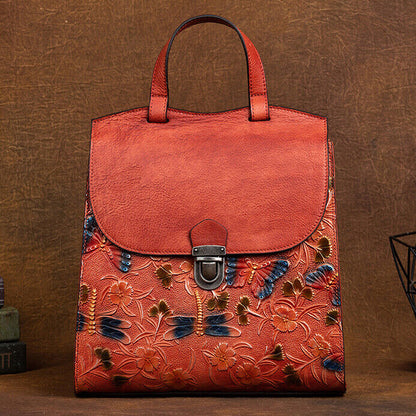 Desinger Backpack, Top Cowhide Leather Women's embossed Shoulder Bag