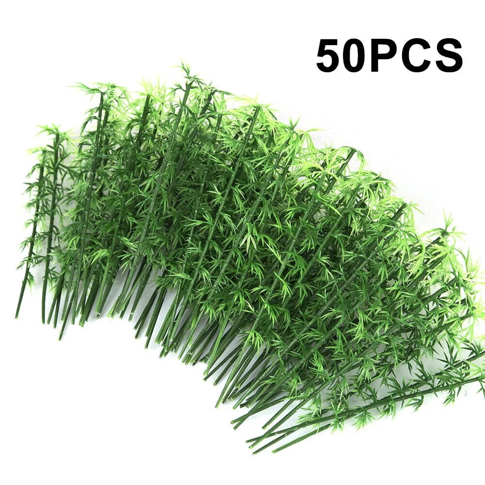 Miniature Bamboo Tree Model 50Pcs Plastic Landscape Sand Table Toy Decor 10~15cm