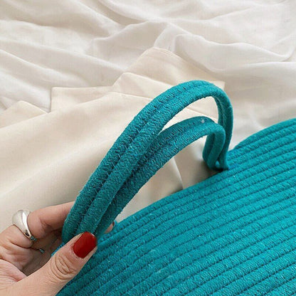 Straw Bag Women Cotton Rope Handbags Girls Open Weave Beach Totes Bags