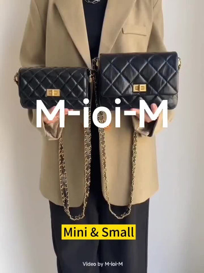 Small Mini Quilted Real Leather Flap Purse Clutch Handbag Shoulder Bag w/ Chains