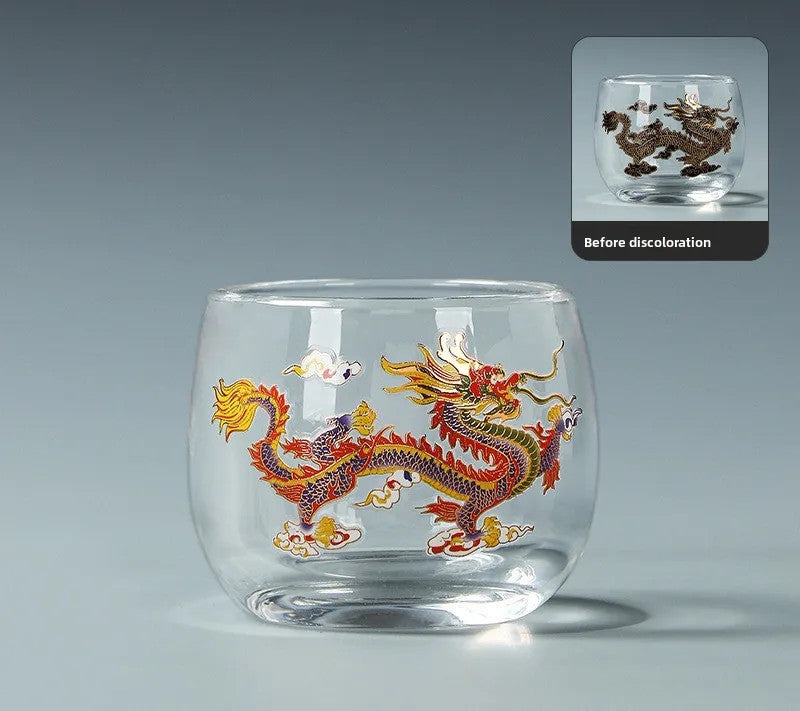 95ml Exquisite Glass Change Color Kung Fu Tea Cup Household Hand-drawn Guest Cup