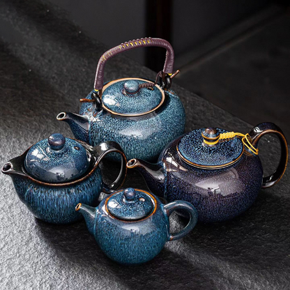 Starry Glaze Ceramic Pu'er Teapot Pot Tea Cup Set Heated Kettle Teaware Teapots