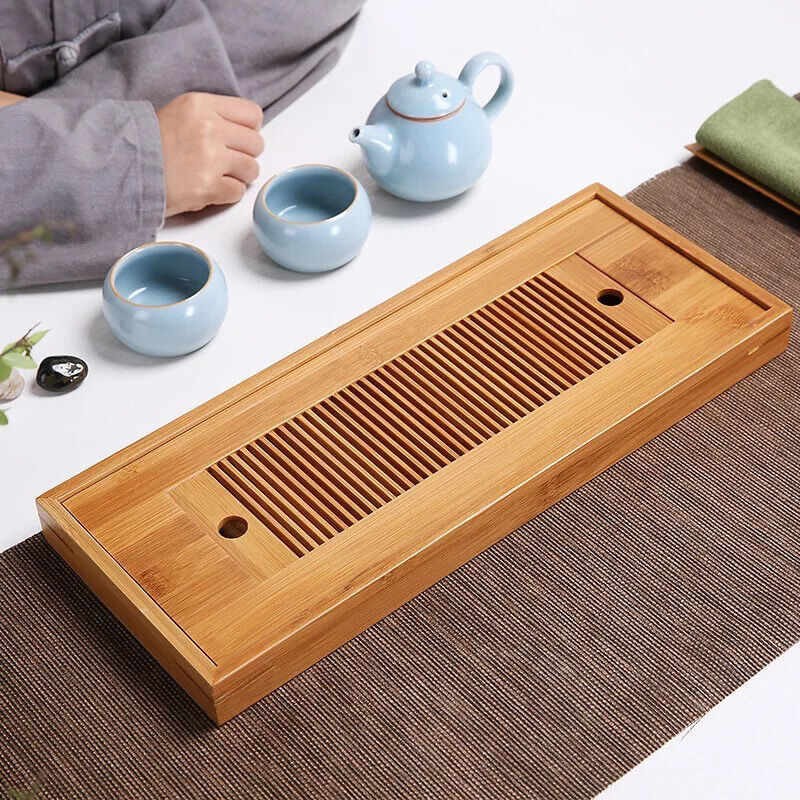 Chinese Tea Tray Bamboo Drainage Water Storage Kung Fu Tea Set Drawer Tea Board