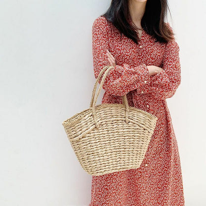 Women Handbags 41x35cm Rattan Wicker Woven Shoulder Bags Summer Beach Large Tote