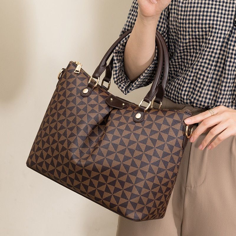 Large Handbag Women's Shoulder Bag Underarm Tote Purse Vintage Plaid Pouch 1 PC