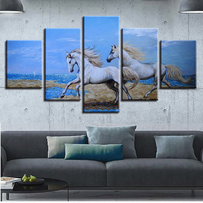 Galloping White Horses Running Horse Canvas Prints Painting Wall Art Home Decor