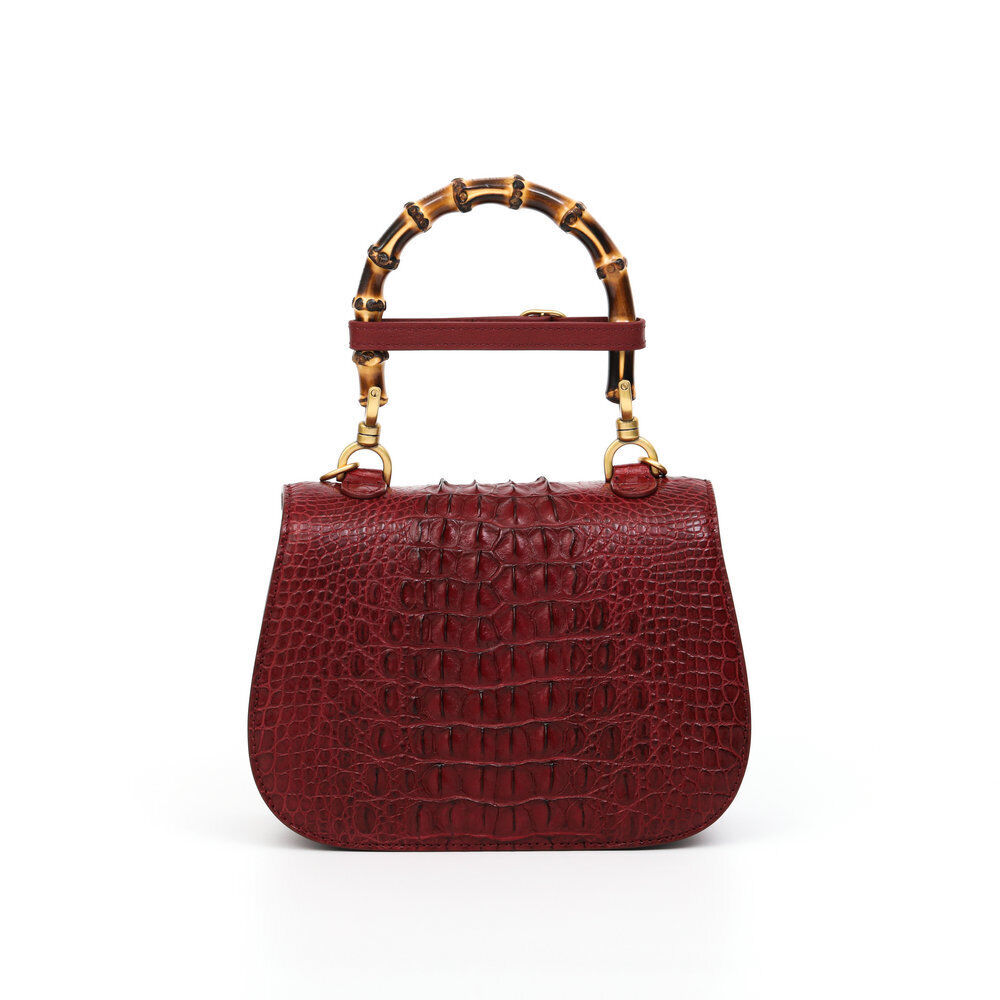 Women's Bamboo Small Handbag, Real CrocodileSkin Shoulder Bags