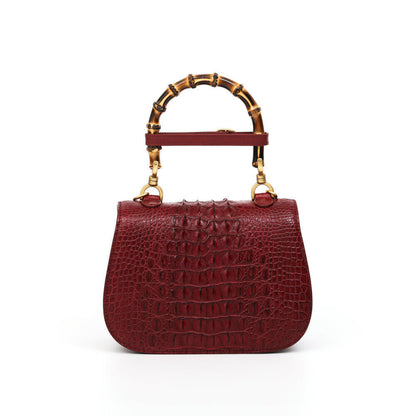 Women's Bamboo Small Handbag, Real CrocodileSkin Shoulder Bags