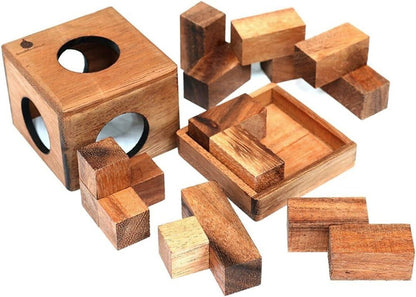 Handmade Wooden Puzzle for Adults Cube 3D Brain Teaser Game Desk Decoration
