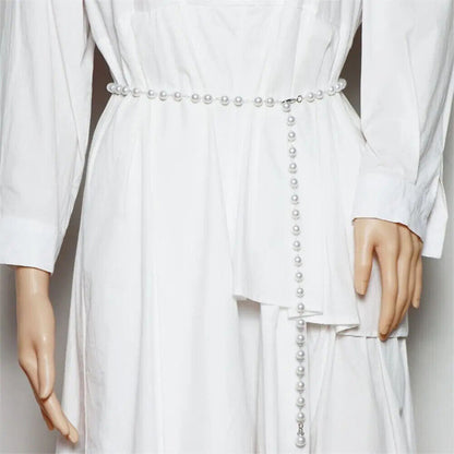 Women Belts 100cm White Pearl Waistband Bohemian Fashion All-Match Waist Chains