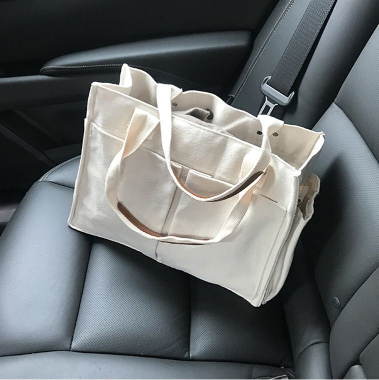 Casual Canvas Large Handbag Wide Strap Shoulder Crossbody Shopper Bag 32*25*13CM