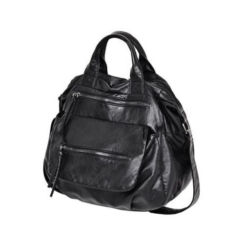 Novelty Black Washed Synthetic Leather Handbag Large One Shoulder Satchel Purse
