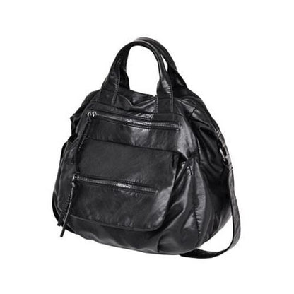 Novelty Black Washed Synthetic Leather Handbag Large One Shoulder Satchel Purse