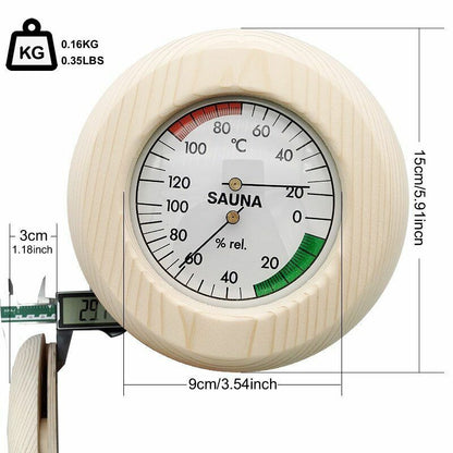 2-In-1 Sauna Bath Thermometer Hygrometer Wood Temperature Humidity Meters 9x15cm