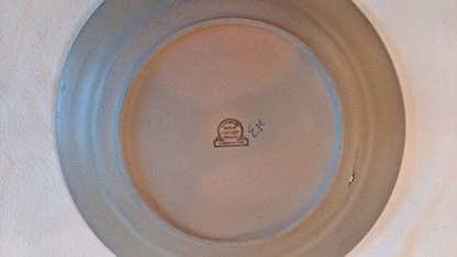 Lot of 2 Rowe Pottery Salt Glaze Blue Stoneware Plates 10.75"