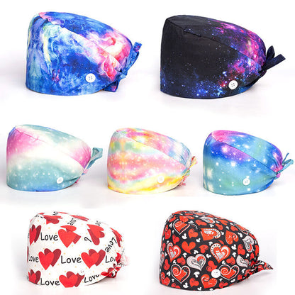 Surgical Cap Baotou Cap Fashion Floral Nurse Doctor Hat Buckle Classic Printing