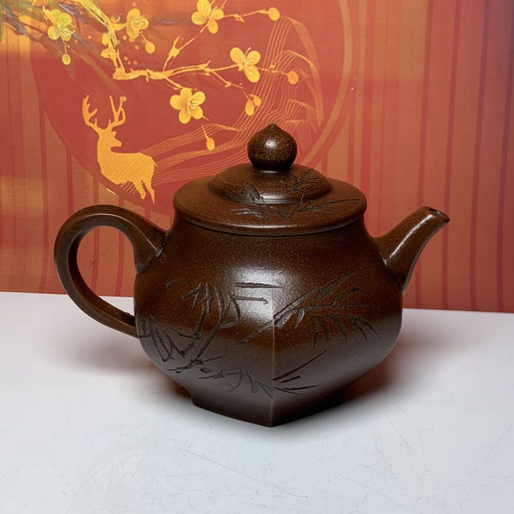 Vintage China Yixing Purple Clay Teapot Zisha Ceremony Bamboo Teaware Collection