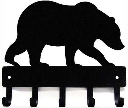 Bear #02 Key Rack Hanger - 6 inch Wide /Large 9 inch Wide Metal Wall Art