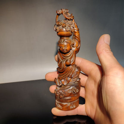 wood carving Lan Ts'ai-ho strolling singer flower-basket patron deity florist