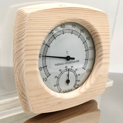 Hygrometer Sauna Thermometer Digital Room Measuring Gauge Tool Pine Wood 13x13cm