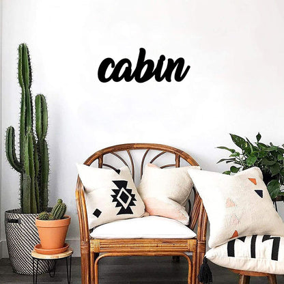 Cabin Word Metal Wall Art | 13" Long X 5" Wide