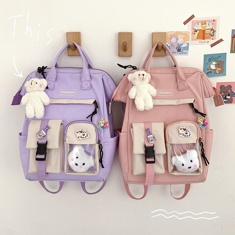 Large Teens Nylon Backpacks College School Bag Teenage Girl Cute Travel Rucksack