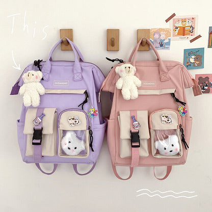 Large Teens Nylon Backpacks College School Bag Teenage Girl Cute Travel Rucksack